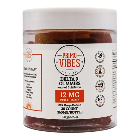 All of our Primo Vibes Delta 9 Gummies are vegan and gluten free, made with US grown Hemp and 3rd party lab tested for strength and purity. . Delta 9 gummies primo vibes